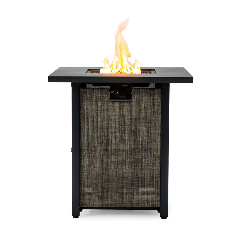 Foyer de table carré en acier de 28 pouces avec cadre enveloppé 50000, combustion continue, pour le jardin et la cour propane, idéal pour l'extérieur
