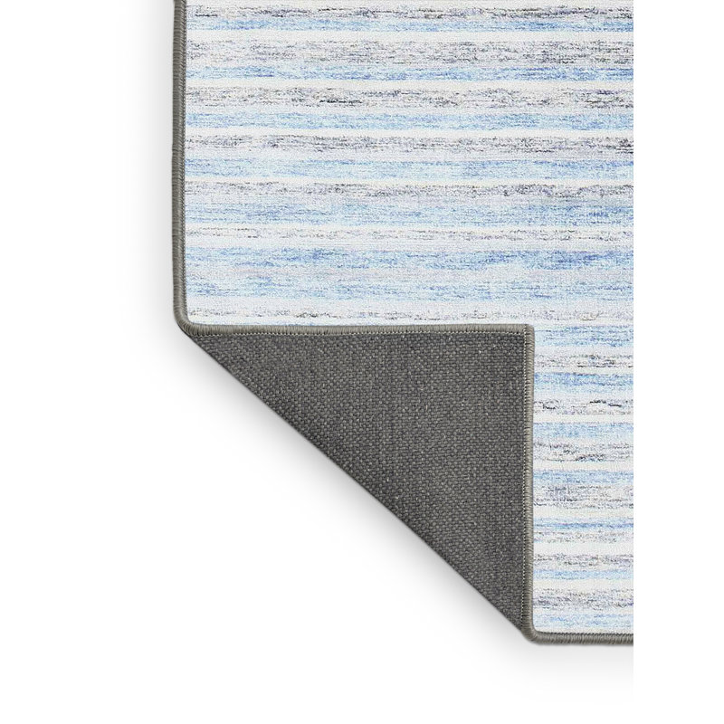 Tapis blanc/bleu contemporain, Rectangle 5 pi x 7 pi