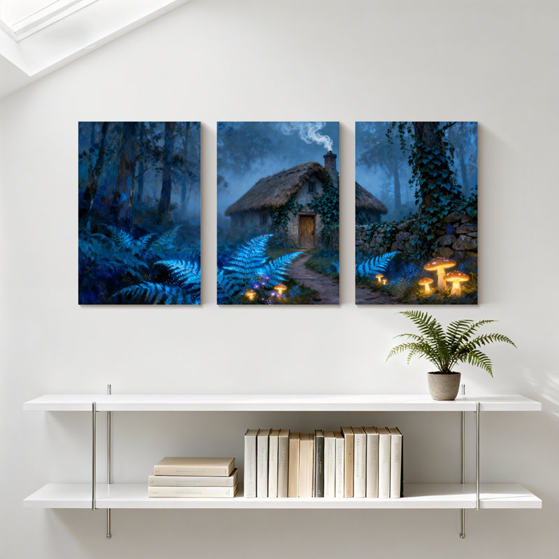 Ensemble de 3 reproductions d'art sur toile Winter Forest, H 24 po x l 48 po