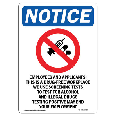 Employees And Applicants Aluminum Sign 12 x 18