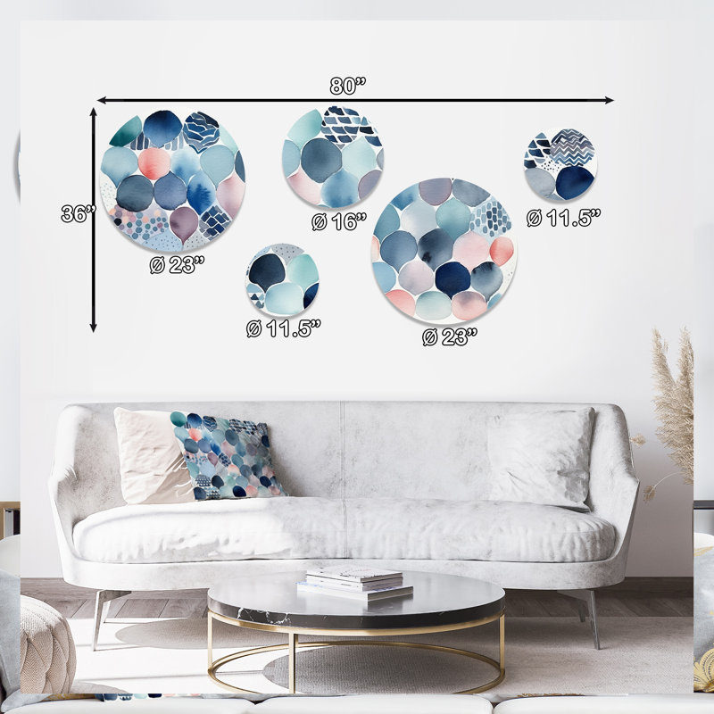Cartographie abstraite bleue de formes I - Décoration murale géométrique moderne en métal