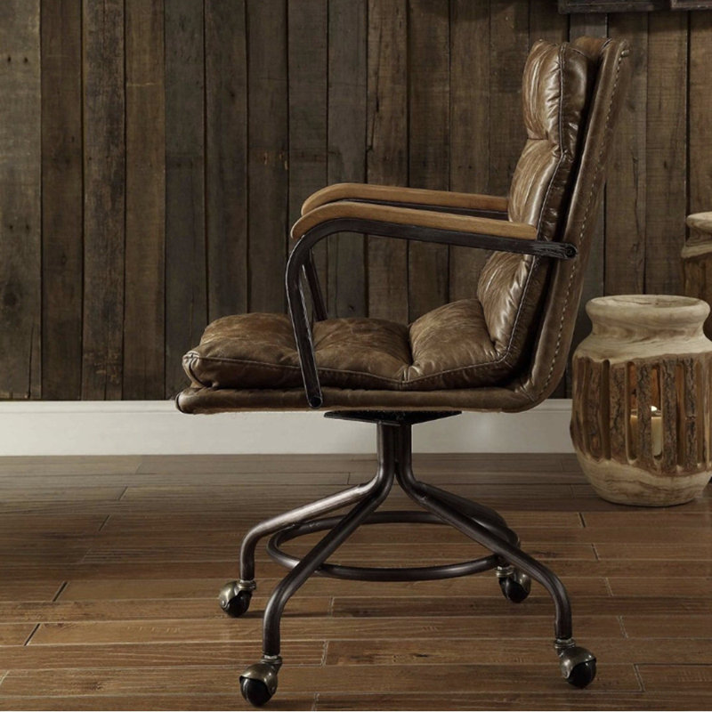 Chaise de bureau en cuir rétro Vintage Whiskey