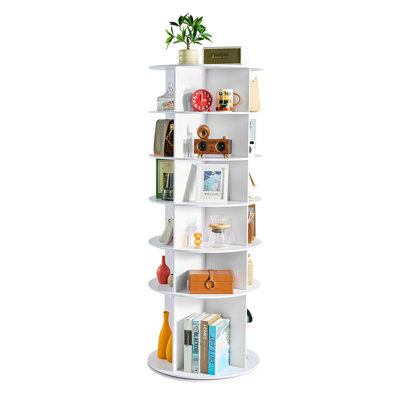 6 360 Revolving Shoe Rack, Lazy In White, Ideal For Family And Retail Stores, 4 Compartments, 21 Cm Inner Height, 40 Bottom Tier Boots, Made Of Wood - Plastic, Simple Assembly Process White Rotating