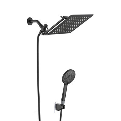 Shower Head, 10 Inch High Pressure Rainfall Shower Head/Handheld Shower Combo With 11 Inch Extension Arm, 6 Settings Adjustable Anti-Leak Shower Head With Holder/Hose, Height/Angle Adjustable