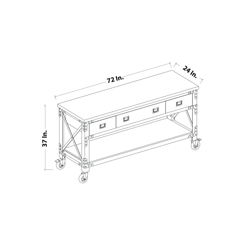 72'' Solid Wood Top Console Table