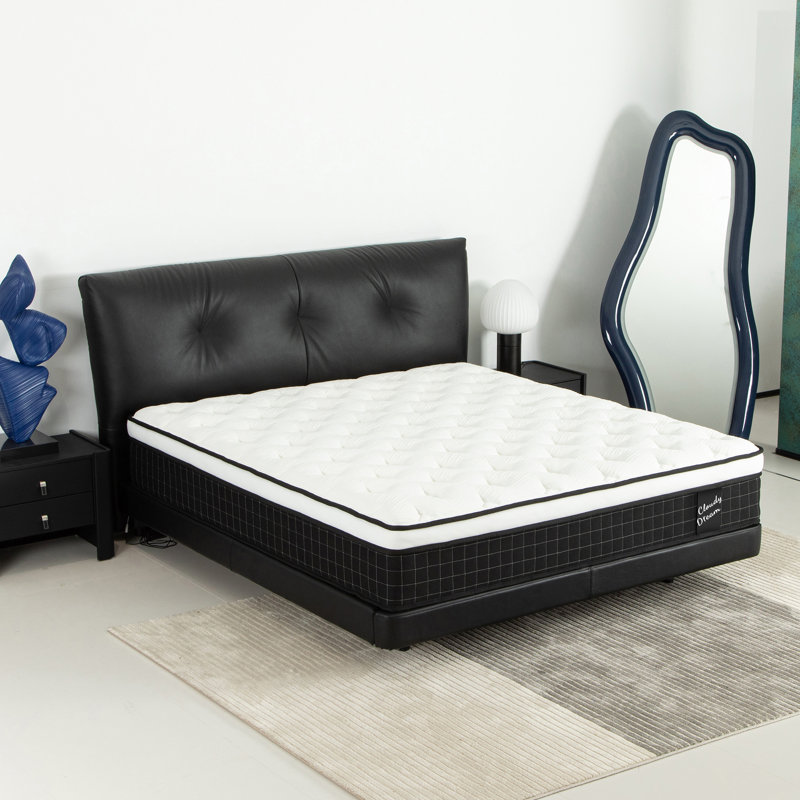 Housse pour lit simple à ressorts ensachés en mousse à mémoire de forme hybride KING Certipur-US Noir