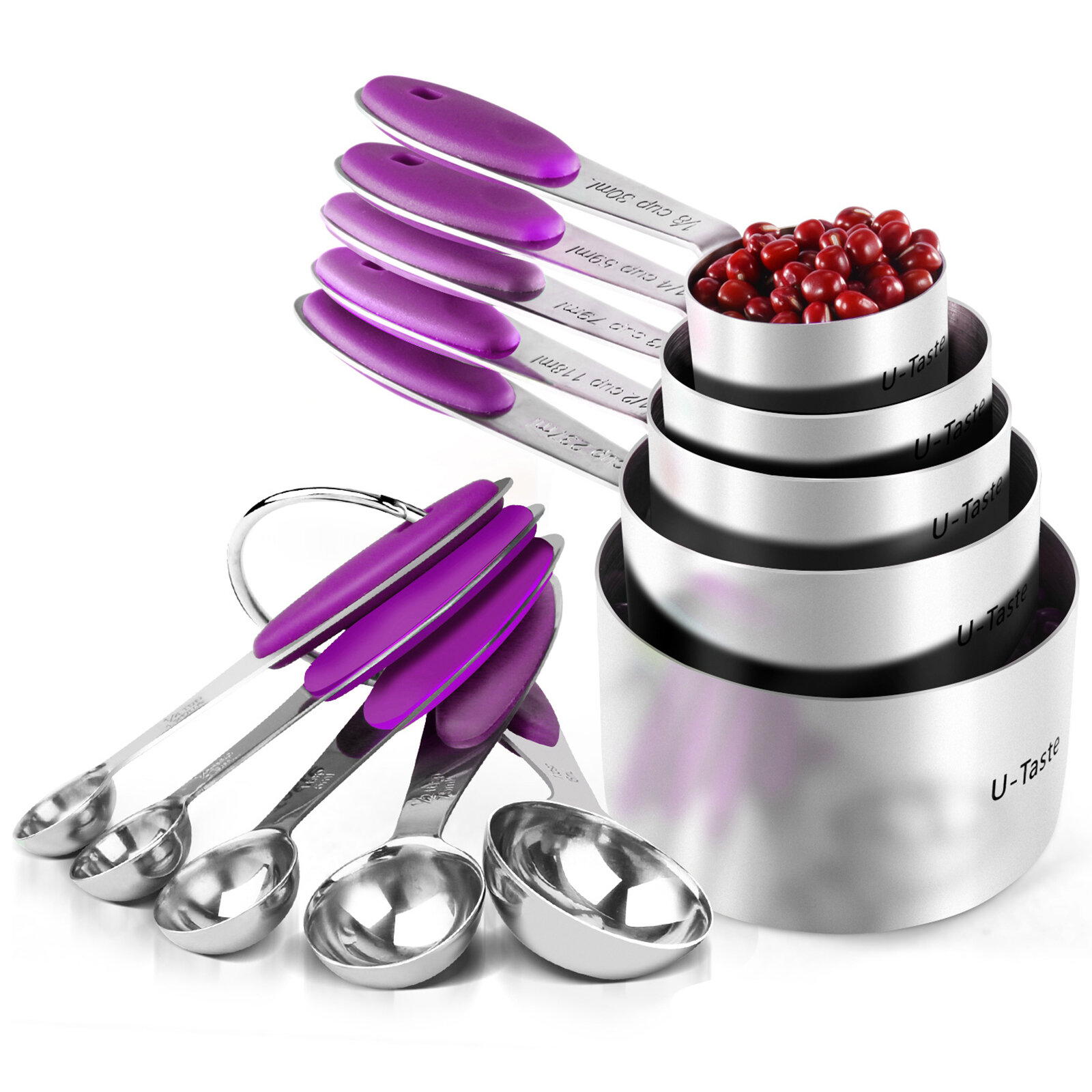 LEXI HOME 8-Piece Stainless Steel Measuring Cup and Spoon Set