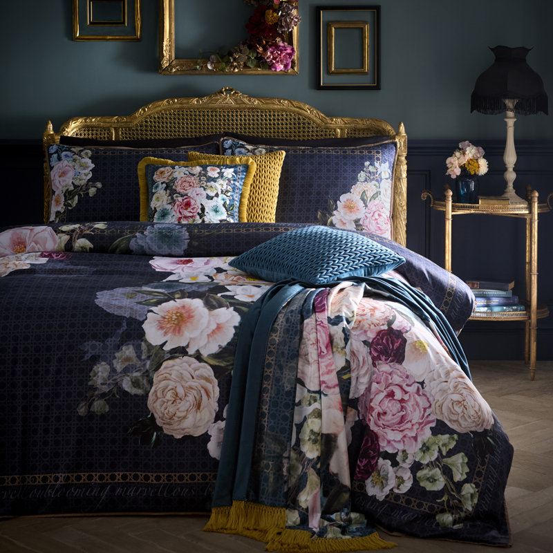 Laurence Llewelyn-Bowen Bouquet List Throw Blue