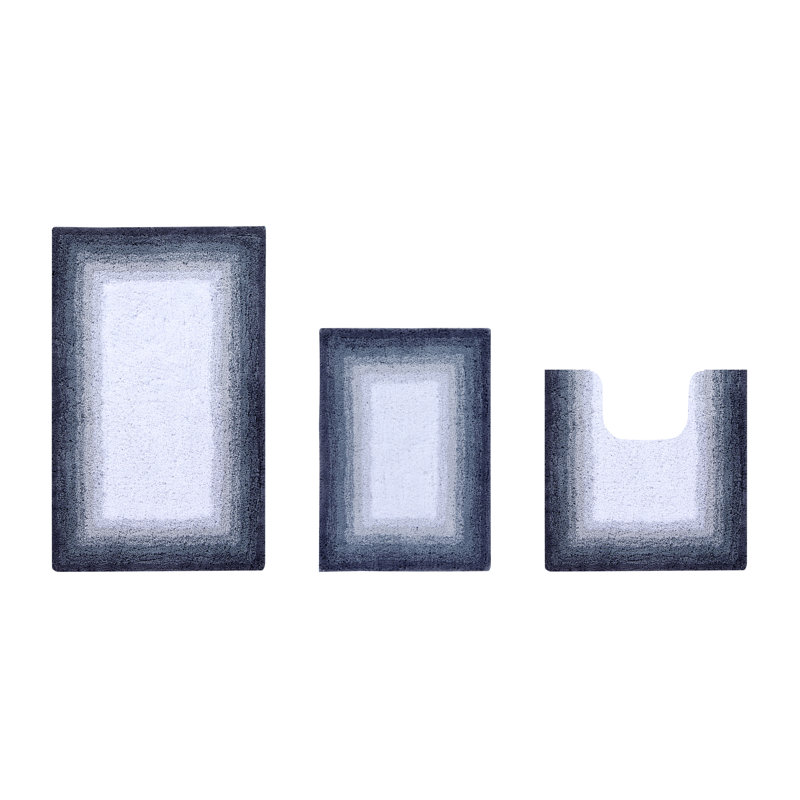 Ensemble de tapis pour salle de bain 100% coton 1615 g / m² Benine 3 pièces, certifié OEKO-TEX®, envers en latex antidérapant, tapis de bain ombrés touffetés moelleux, super absorbant, lavable à la machine, gris
