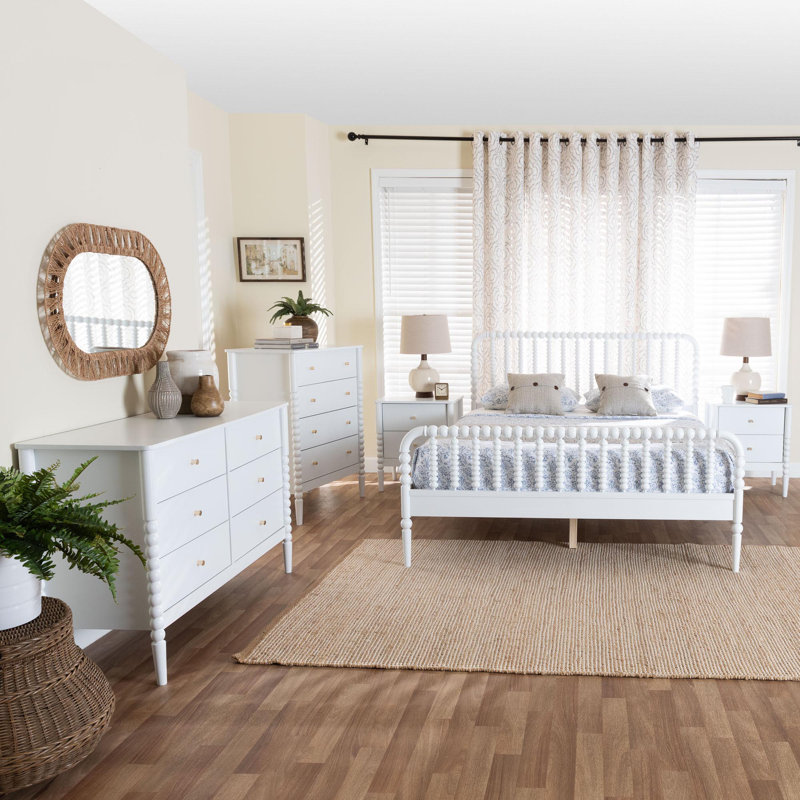 Ensemble de chambre à coucher 5 pièces Baxton Studio Lucera, Complète, Blanc