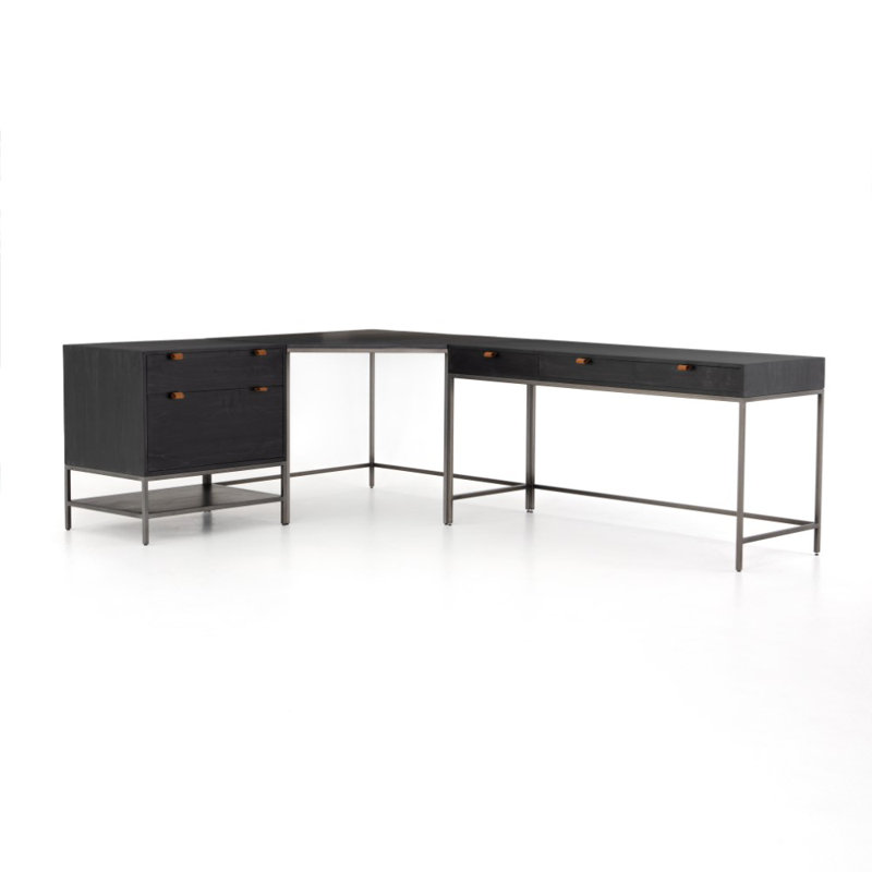 Trey Solid Wood Executive Desk, Black Wash Poplar