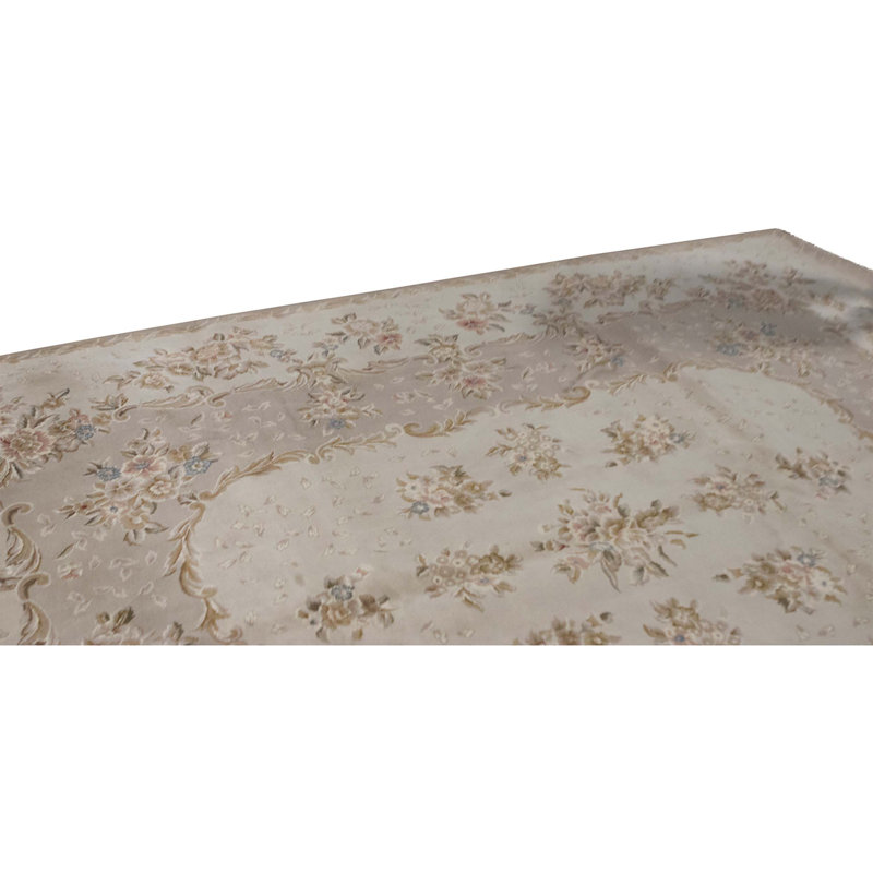 Hand Knotted Oriental Area Rug in Beige