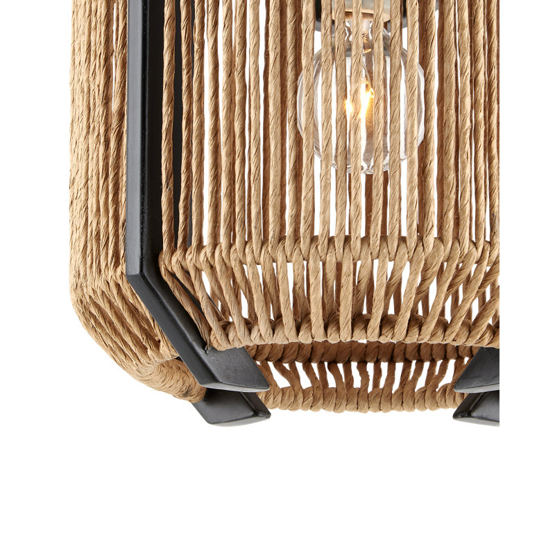 Luminaire suspendu unique en forme d'urne à 1 lumière avec accents en fer forgé Mali