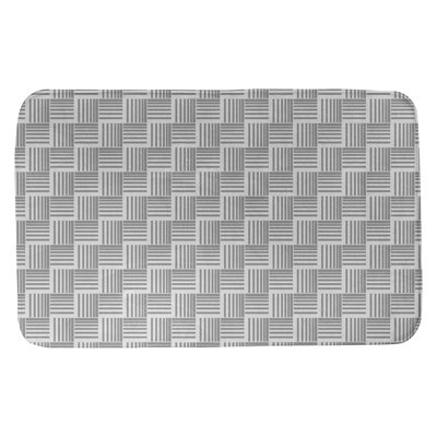 Basketweave Stripes Rectangle Non-Slip Geometric Bath Rug