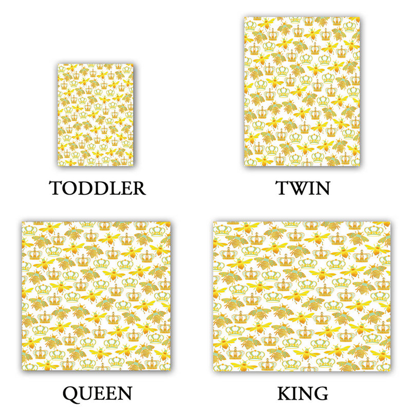  Ensemble de housse de couette Pom Honey Bees, 1 housse simple + 1 taie standard, Jaune et orange