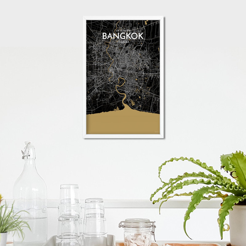 Bangkok City Map In Luxe - No Frame Print, 17cm H x 11cm W x 0.05cm D