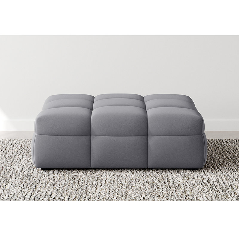 Elmfield 100cm Wide Square Solid Colour Cocktail Ottoman, Grey