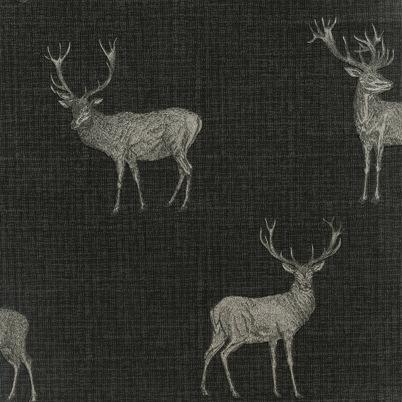 Papier peint cerf Hank, Noir