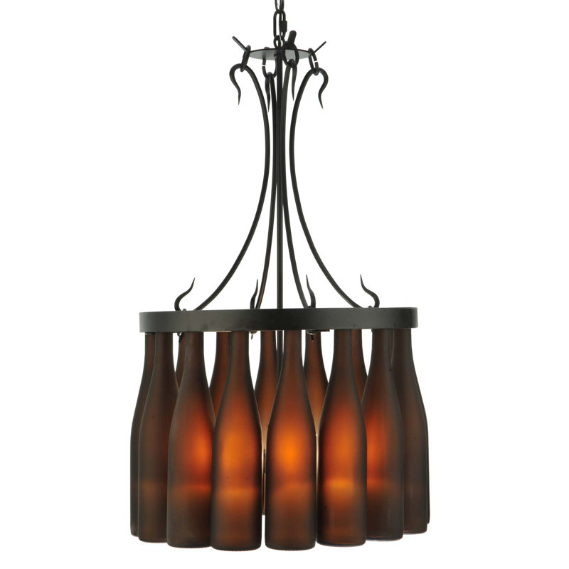 Tuscan Vineyard Black 5-Light Wine Bottle Chandelier