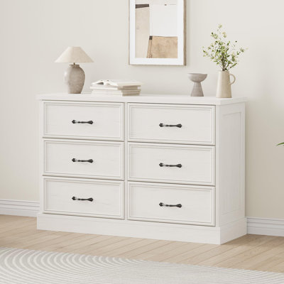 Commode moderne à 6 tiroirs en bois blanc avec commode pour meuble télé