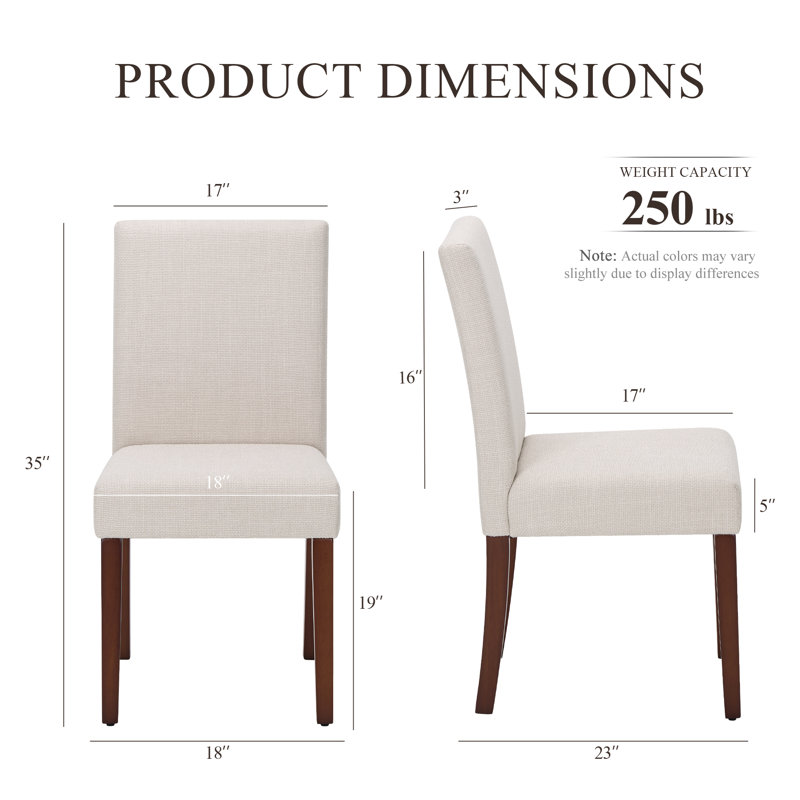 Upholstered Dining Chair Set, Solid Wood Legs, Breathable Fabric Seat, Thick Cushion for Comfort, Modern Parsons Style Side Chairs for Dining Room