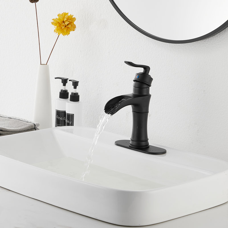 Single-Hole Single-handle Bathroom Faucet with Drain Assembly, Matte Black