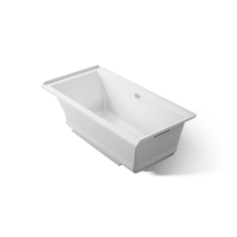 Underscore 60" L x 30" W Alcove/Tile in Whirlpool Acrylic Bathtub with Heater Included, Right, Ice Grey
