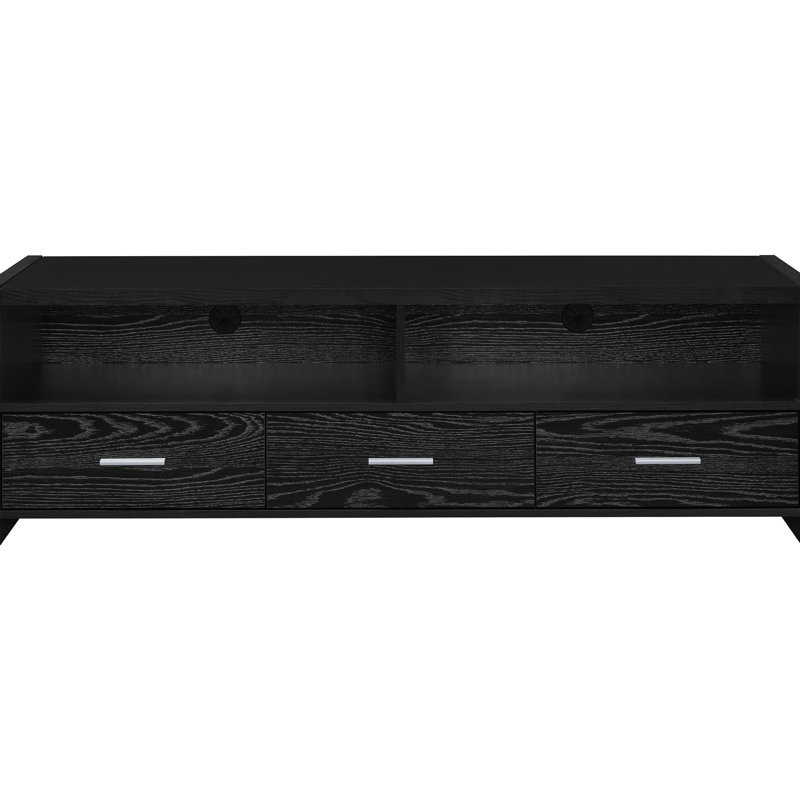 Meuble télé à 3 tiroirs, chêne noir, bois d'ingénierie, aspect lisse et moderne en bois de chêne, beaucoup de rangement, style complémentaire