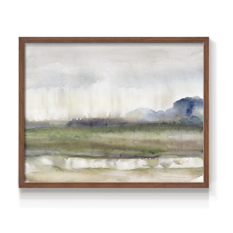 Pluie d'automne - reproduction encadrée - réversible, H 16 po x l 20 po, Noyer