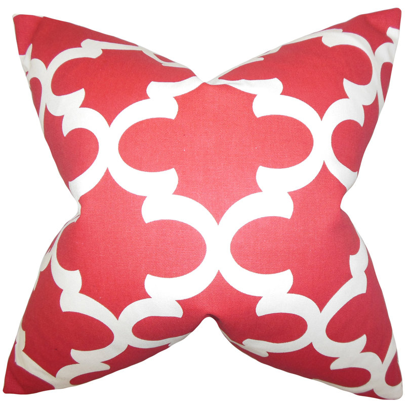 Cotton Geometric Sham Set, Euro, Red