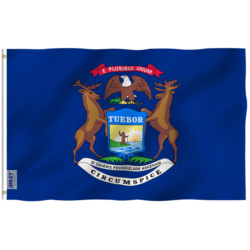 Michigan State Flag 3x5 Feet Polyester with Brass Grommets