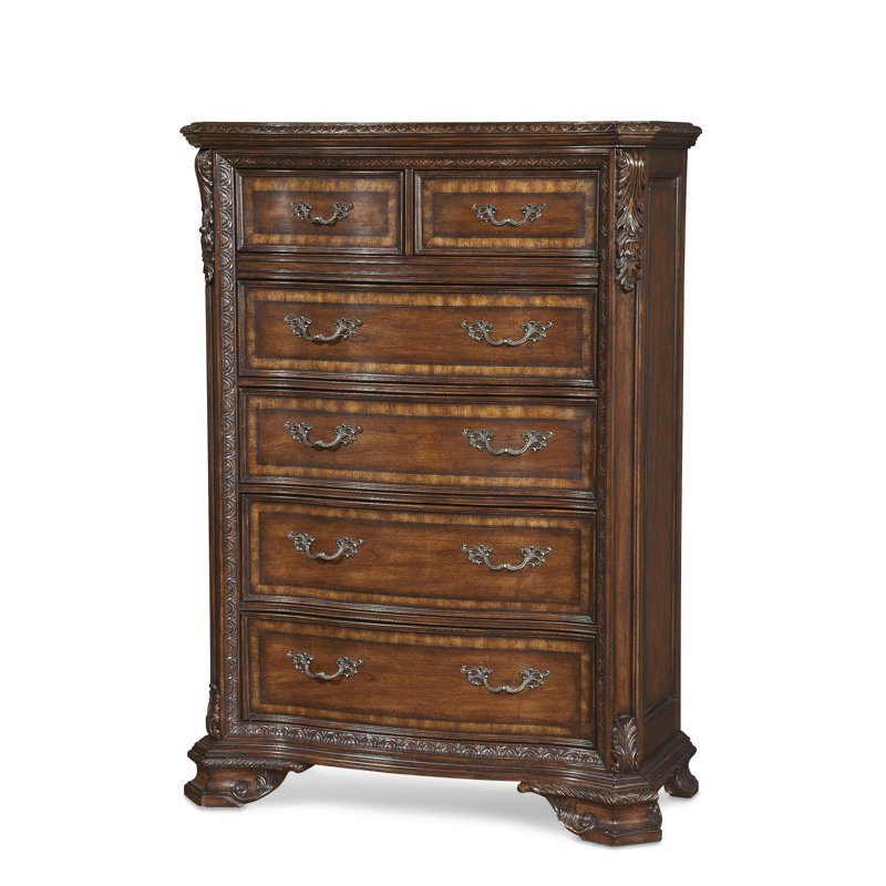 Traditional Brown 6-Drawer Dresser with Felt Lined Drawer