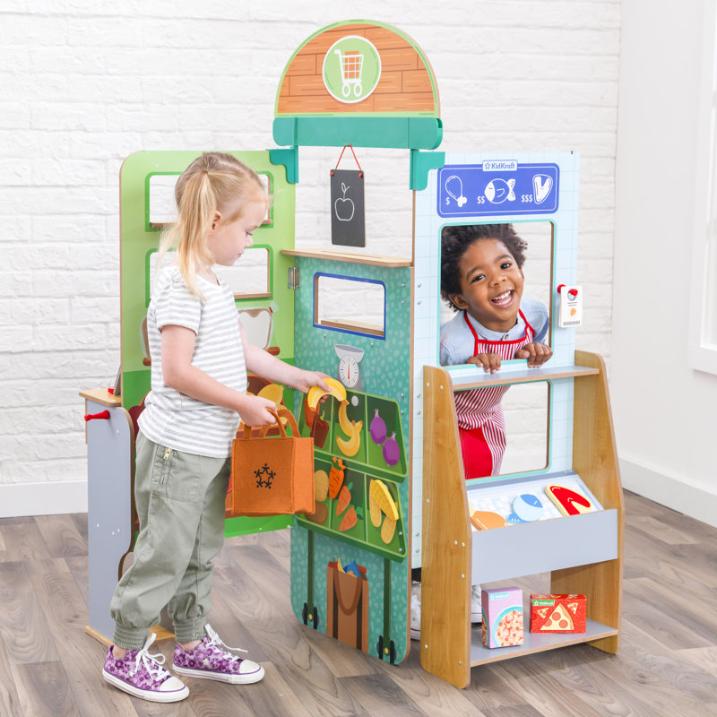 Let's Pretend Grocery Store Pop-Up Play Carts & Stands Set