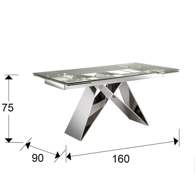 Bohannon Extendable Rectangular Glass Top Dining Table