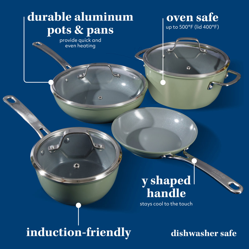 Green 10-Piece Nonstick Aluminum Cookware Set with Glass Lids