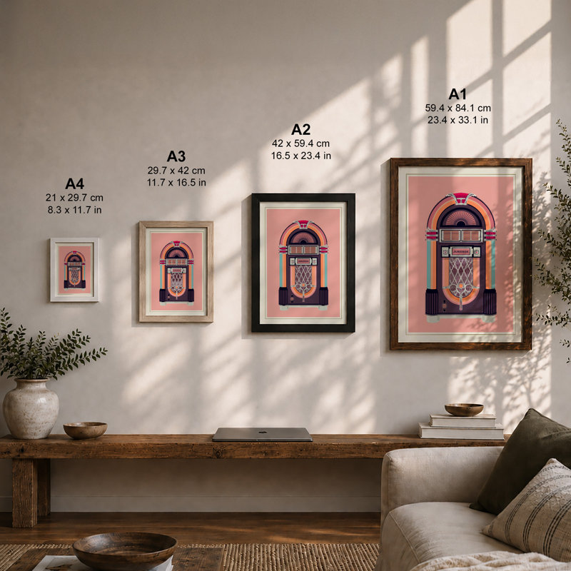 Jukebox Retro - Framed Print, A1 - 84.1 x 59.4 cm, Unframed