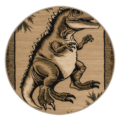 Tapis beige dinosaures lavable à la machine