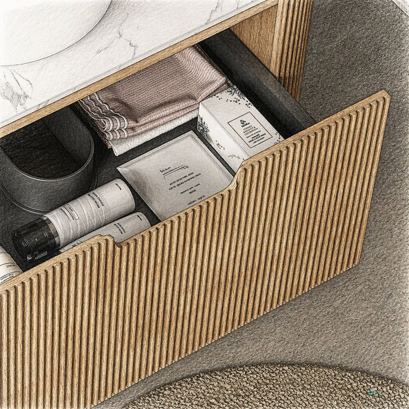 Armoire murale 36 po, avec comptoir et tiroir en marbre artificiel, sans bassin, sans robinet