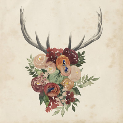 Flower Antlers II - Wrapped Canvas Print