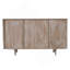 Élégante console de télévision avec portes en canne, offrant beaucoup de rangement et une ambiance rustique-moderne pour votre espace de divertissement à domicile.