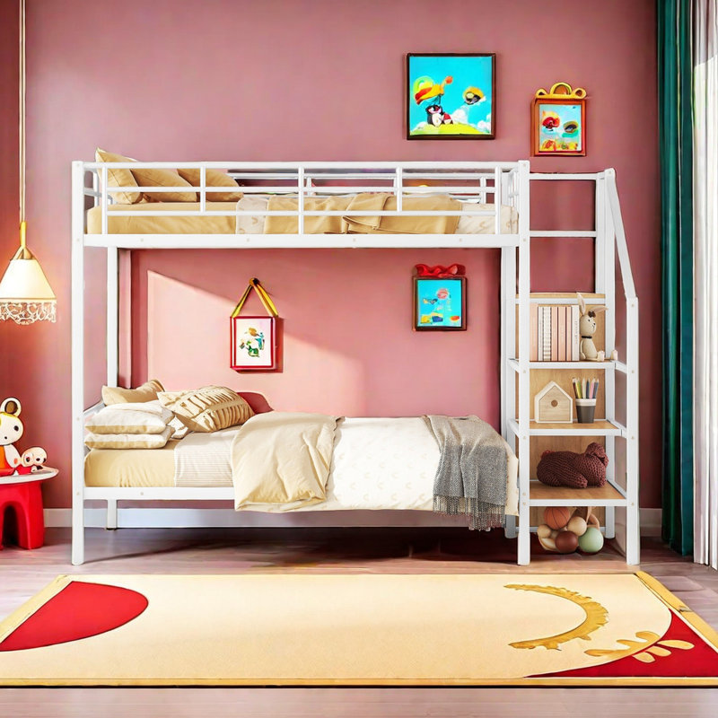 Eleuterio Kids Bunk Bed, Full Over Full, White