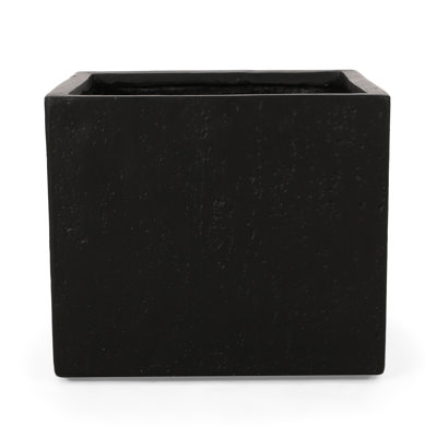 Black Square Outdoor Planter - 22.04In W X D 18.24In H, Lightweight Concrete, Long-Lasting Large Square, Black,