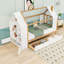 Lit plateforme simple en bois avec tablettes et tiroirs de rangement intégrés-129199431