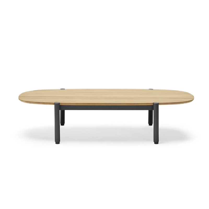 Terra Outdoor Oval Teak Coffee Table, Charcoal