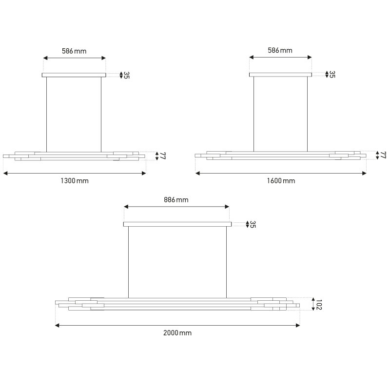 Org 5 - Light LED Pendant, 3.03" H x 51.18" W x 4.33" D