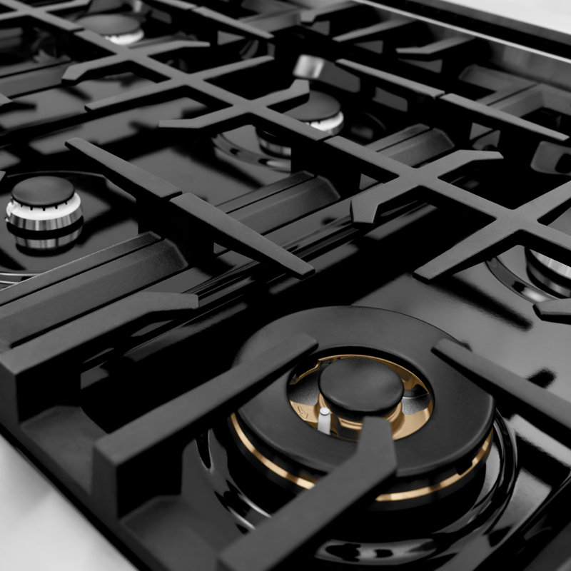 Professional 36" Gas Cooktop with 6 Burners, Stainless Steel