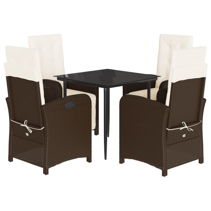 Ensemble bistro avec coussins Edwinn, Brun, H 29,1 po x l 31,5 po x P 31,5 po, 4