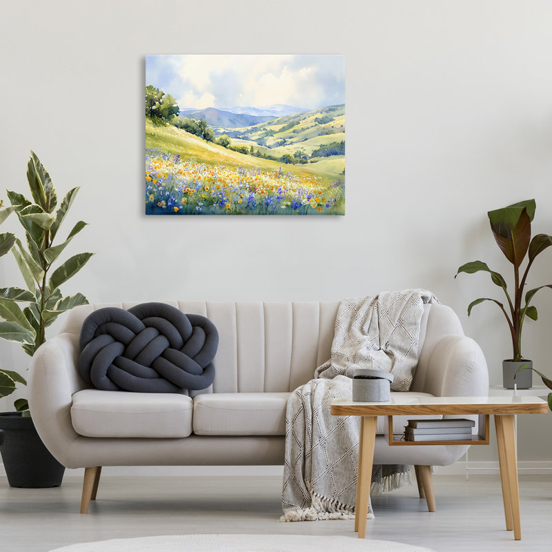 Spring Meadow with Distant Mountain Canvas, design by Franklyn Gregory, 30" H x 40" W