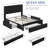 Avelle Vegan Leather Metal Platform Storage Bed with Drawers and Built-In USB Ports-871123725-866905213