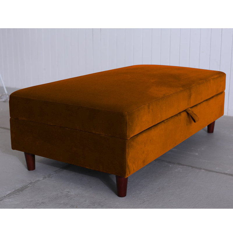 Anyelis 130cm Wide Rectangle Solid Colour Ottoman with Storage, Orange